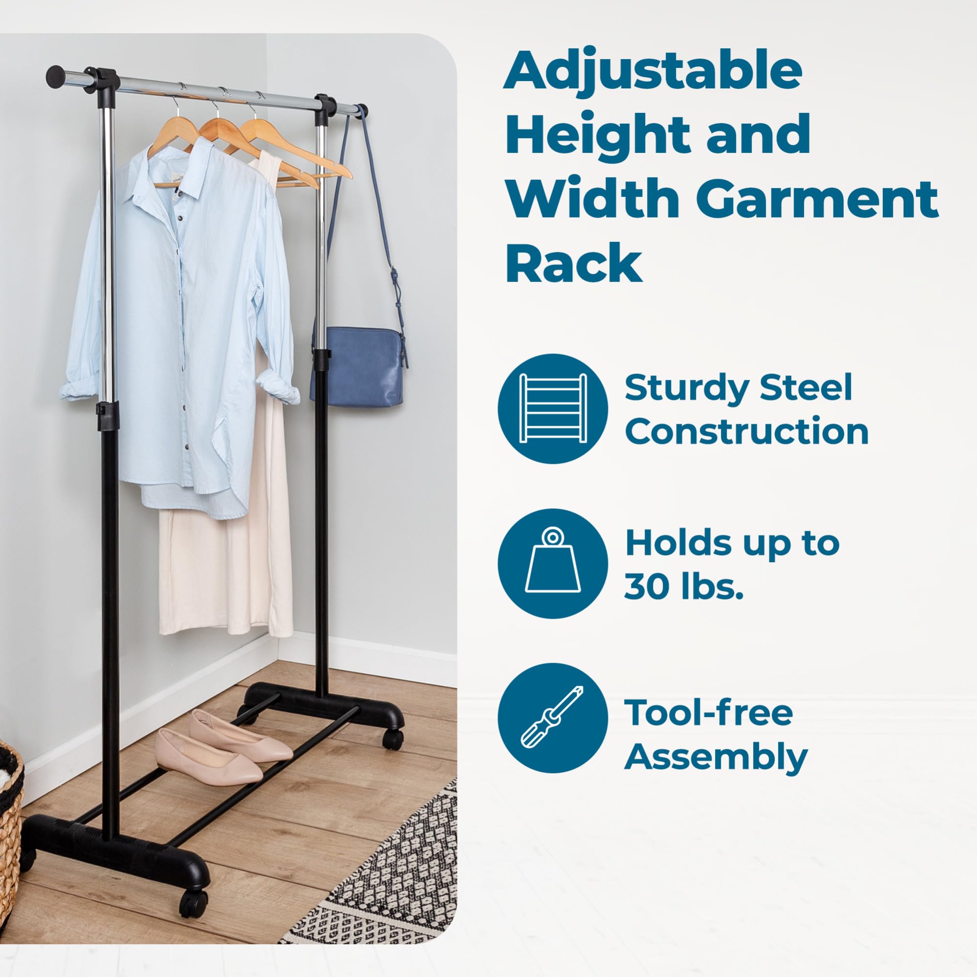 Amazon.com: Honey-Can-Do Rolling Garment Rack with Adjustable